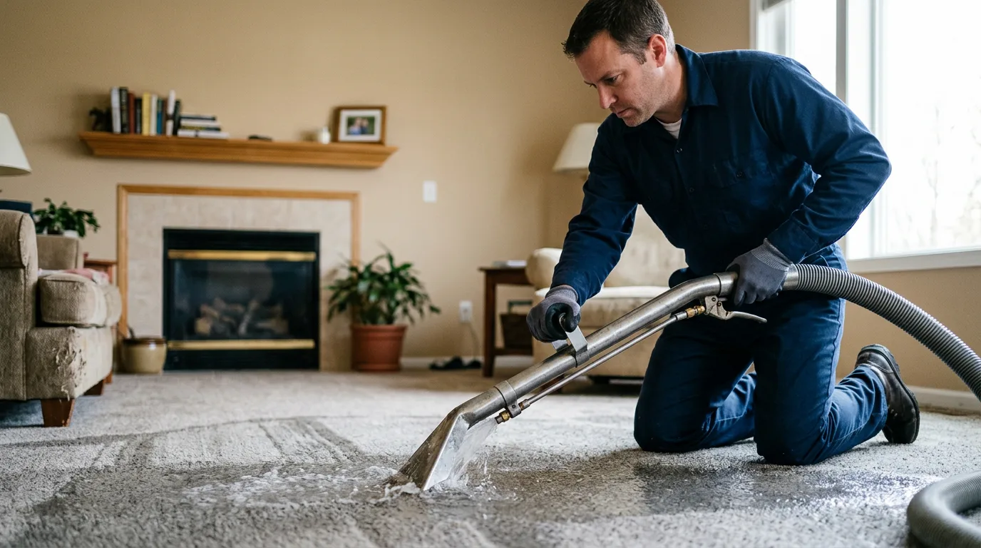 Water damage restoration technician working near Westerly, RI